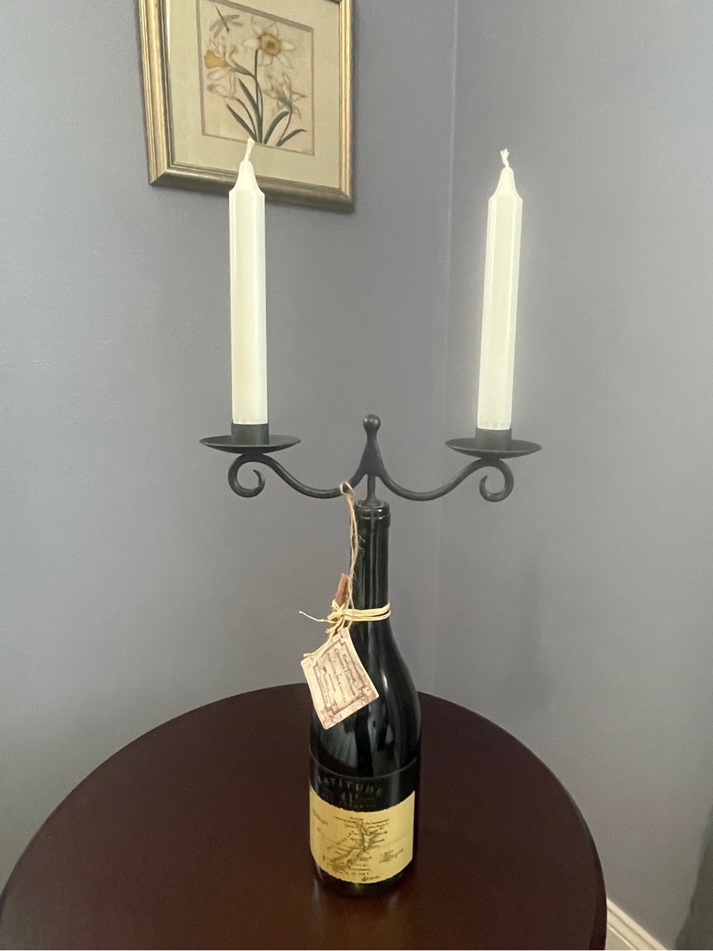 NWT Black Iron Scroll Wine Topper Candle Display
